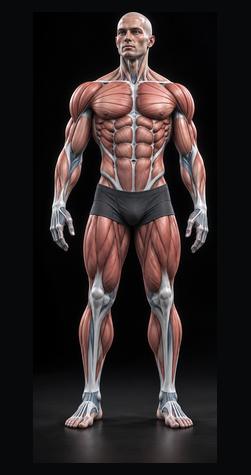 Atlas muscular frontal oficial do módulo de treinos